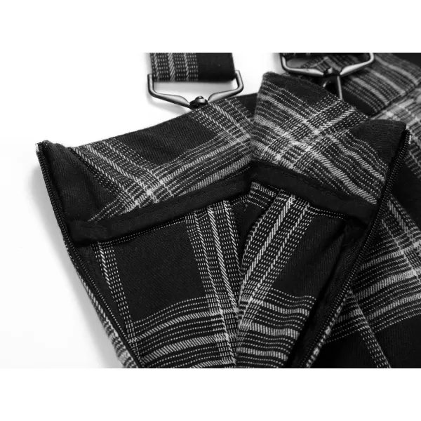 imagechouyatou Womens Cool Sweet ALine Decorative Strap Plaid Pleated Mini SkirtBlack