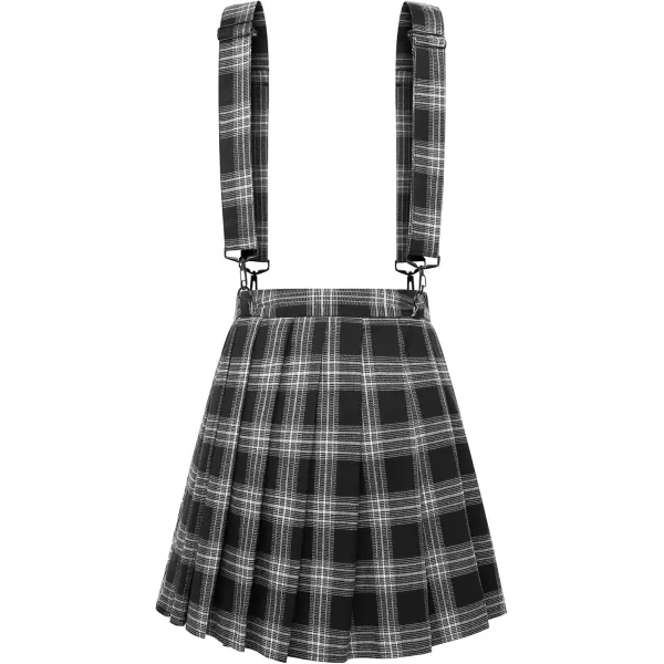 imagechouyatou Womens Cool Sweet ALine Decorative Strap Plaid Pleated Mini SkirtBlack