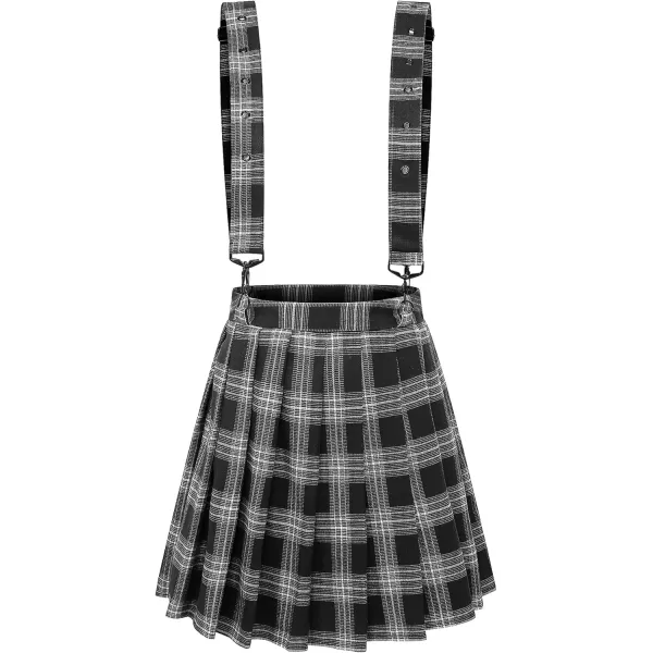 imagechouyatou Womens Cool Sweet ALine Decorative Strap Plaid Pleated Mini SkirtBlack