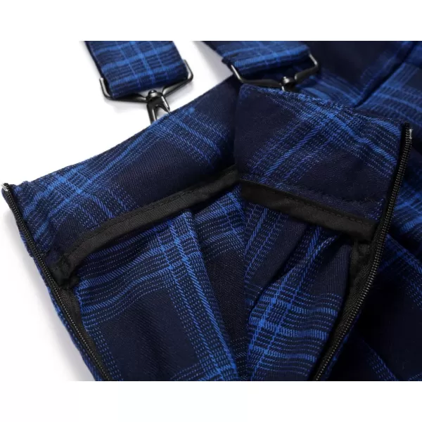 imagechouyatou Womens Cool Sweet ALine Decorative Strap Plaid Pleated Mini SkirtBlue