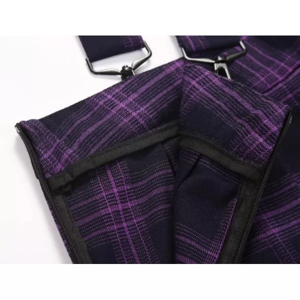 imagechouyatou Womens Cool Sweet ALine Decorative Strap Plaid Pleated Mini SkirtPurple
