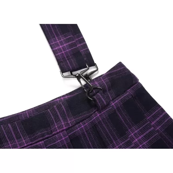 imagechouyatou Womens Cool Sweet ALine Decorative Strap Plaid Pleated Mini SkirtPurple