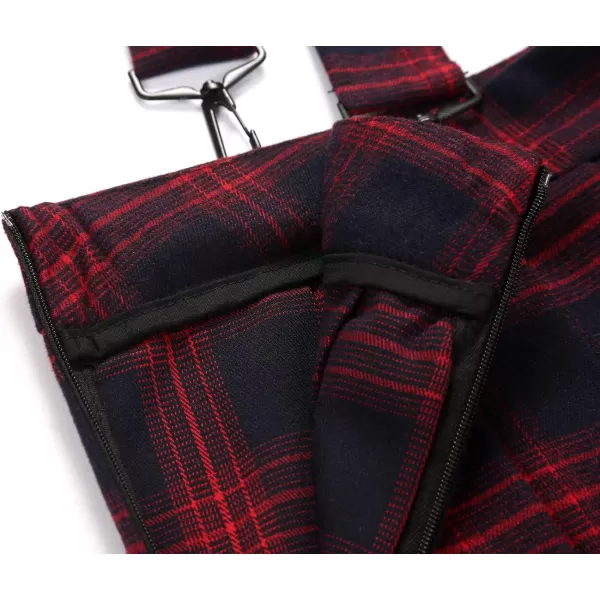 imagechouyatou Womens Cool Sweet ALine Decorative Strap Plaid Pleated Mini SkirtRed