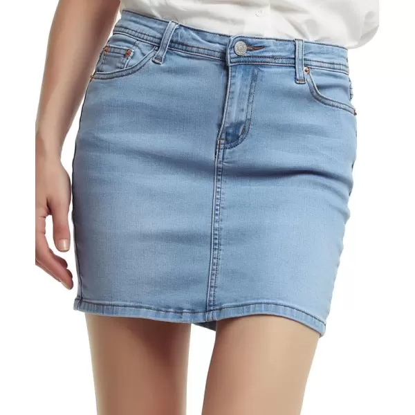 imagechouyatou Womens Casual Short Denim SkirtLight Blue