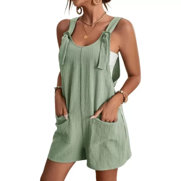 imagechouyatou Womens Summer Cute Short Overalls Loose Fit Sleeveless Casual Rompers Jumpsuits ShortsGreen