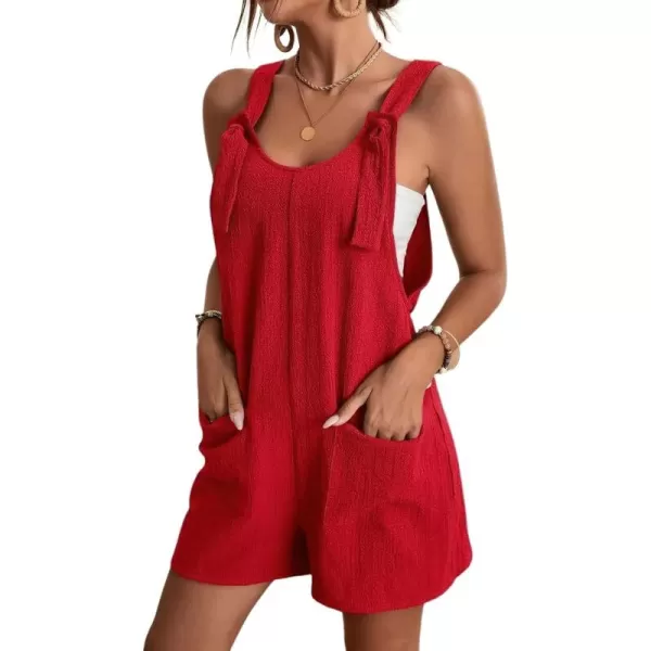 imagechouyatou Womens Summer Cute Short Overalls Loose Fit Sleeveless Casual Rompers Jumpsuits ShortsRed