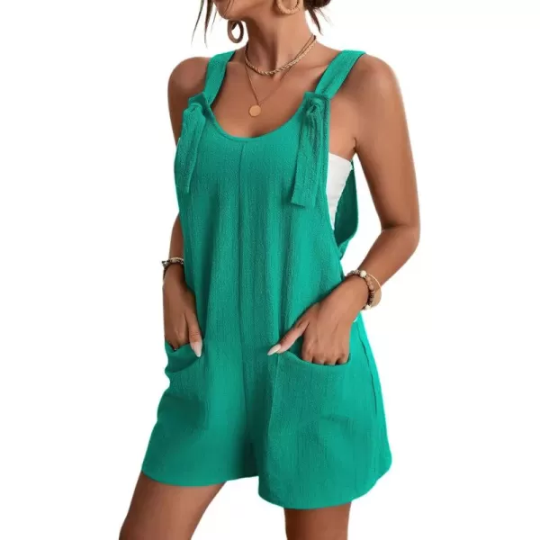 imagechouyatou Womens Summer Cute Short Overalls Loose Fit Sleeveless Casual Rompers Jumpsuits ShortsTurquoise