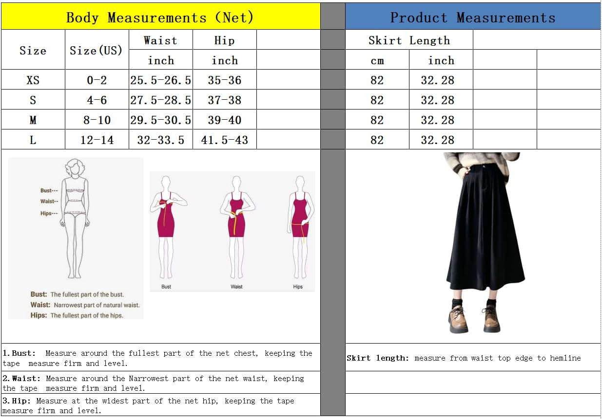 imagechouyatou Womens Vintage Corduroy A Line Skirt High Elastic Waist Pleated Swing Midi Long Skirt with PocketsBlack