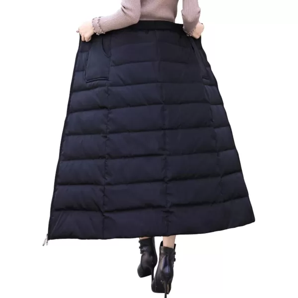 imagechouyatou Womens BiDirectional Zip Up 1 Piece A Line Long Insulated SkirtBlack