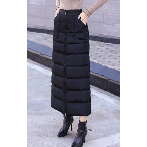 imagechouyatou Womens BiDirectional Zip Up 1 Piece A Line Long Insulated SkirtBlack