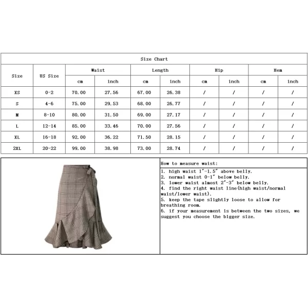 imagechouyatou Womens Elegant Work Wear Adjustable Waist Flounce ALine Plaid Midi Wrap SkirtBlack