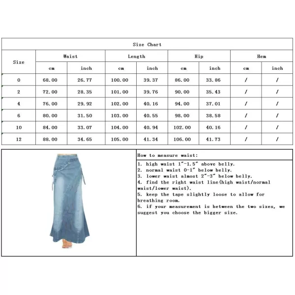 imagechouyatou Womens Retro Full Length ALine Fishtail Maxi Long Denim Jean SkirtBlack