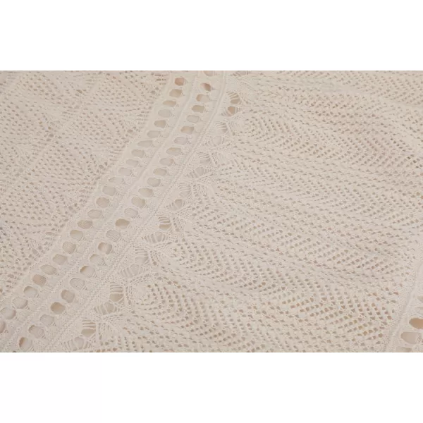 imagechouyatou Womens Stretched High Waist Crochet Hollow Out Knit Flowy Patterned Lace Maxi SkirtBeige