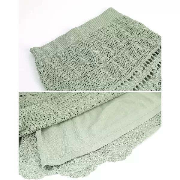 imagechouyatou Womens Stretched High Waist Crochet Hollow Out Knit Flowy Patterned Lace Maxi SkirtGreen