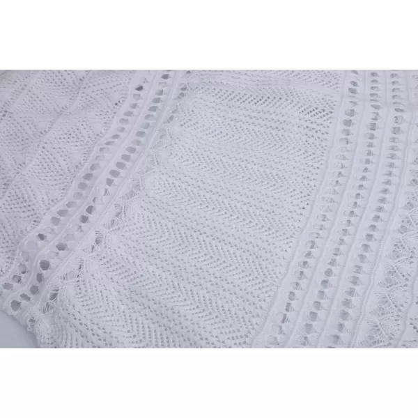 imagechouyatou Womens Stretched High Waist Crochet Hollow Out Knit Flowy Patterned Lace Maxi SkirtWhite