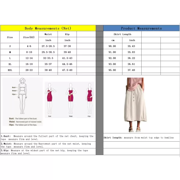 imagechouyatou Womens Summer ACotton Cotton Skirt Elastic Waist Button Front Casual Midi Skirt with PocketsPink