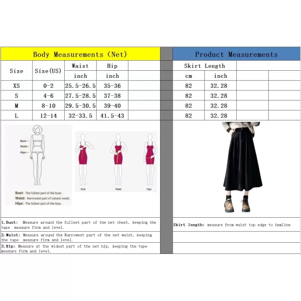 imagechouyatou Womens Vintage Corduroy A Line Skirt High Elastic Waist Pleated Swing Midi Long Skirt with PocketsBlack