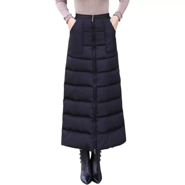 imagechouyatou Womens BiDirectional Zip Up 1 Piece A Line Long Insulated SkirtBlack