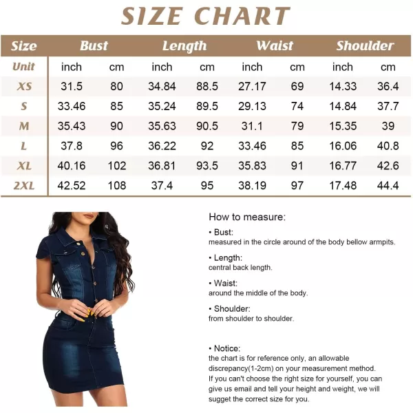 imagechouyatou Womens Cap Sleeve Bodycon 12 Button Placket Mini Denim Pencil DressLblue