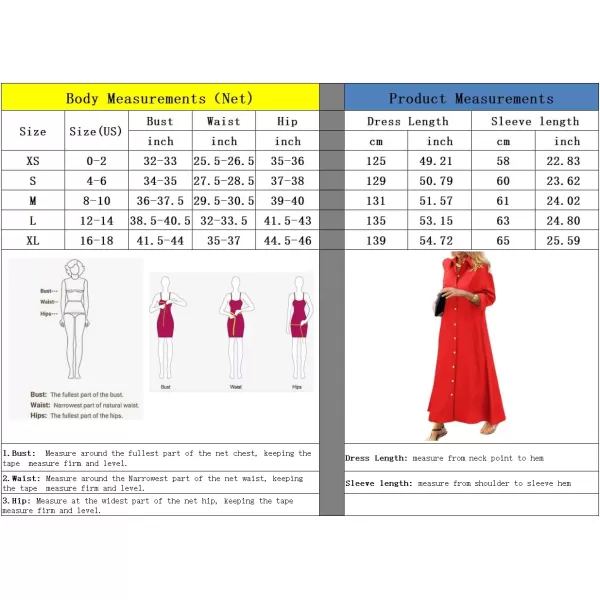 imagechouyatou Womens Casual Button Down Maxi Shirt Dress Long Sleeve Button Up Tunic Long DressRed