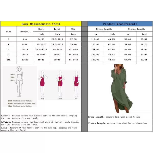 imagechouyatou Womens Spring Summer Cotton Linen Shirt Dress Button Down Casual Loose Maxi Shift DressArmy Green