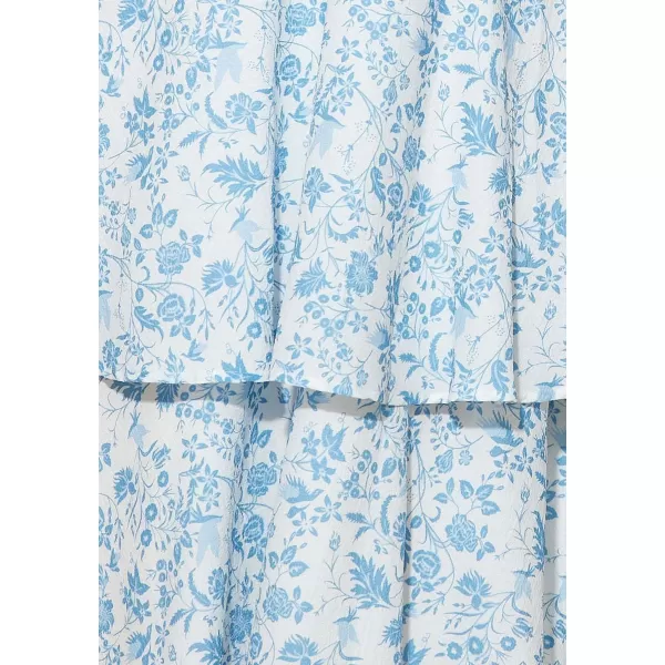 imagechouyatou Womens Summer Boho Floral Print Party Dress Cut Out Tiered Maxi Beach DressBlue