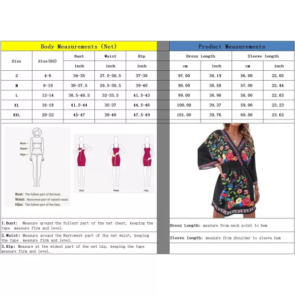 imagechouyatou Womens Summer Boho V Neck Floral Embroidered Mexican Dress High Waist Mini DressPink