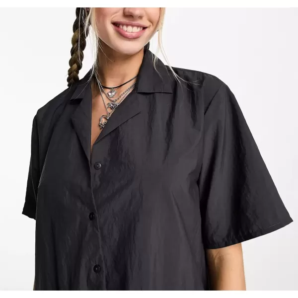 imagechouyatou Womens Summer VNeck Collared Button Down Maxi Shirt Dress Loose Fit Tiered Babydoll Tunic DressBlack