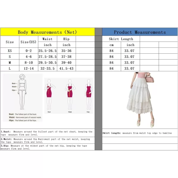 imagechouyatou Womens Boho Eyelet Lace Embroidery Midi Long Skirt High Elastic Waisted Flowy Swing Tiered SkirtApricot