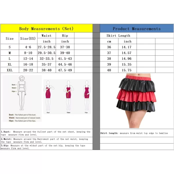 imagechouyatou Womens Color Block Pu Faux Leather Pleated Mini Skirt Sexy High Elastic Waist ALine Tiered SkirtBlack and Red