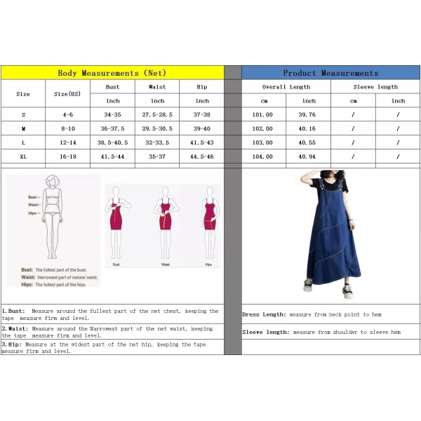 imagechouyatou Womens Sleeveless Denim Overall Dress Loose Baggy Jumper Maxi Jean DressDark Blue