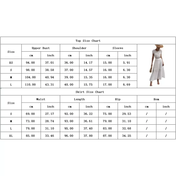 imagechouyatou Womens Summer 2 Piece Outfits Vacation Beach Lace Short Sleeve Crop Top Maxi Skirt SetsWhite