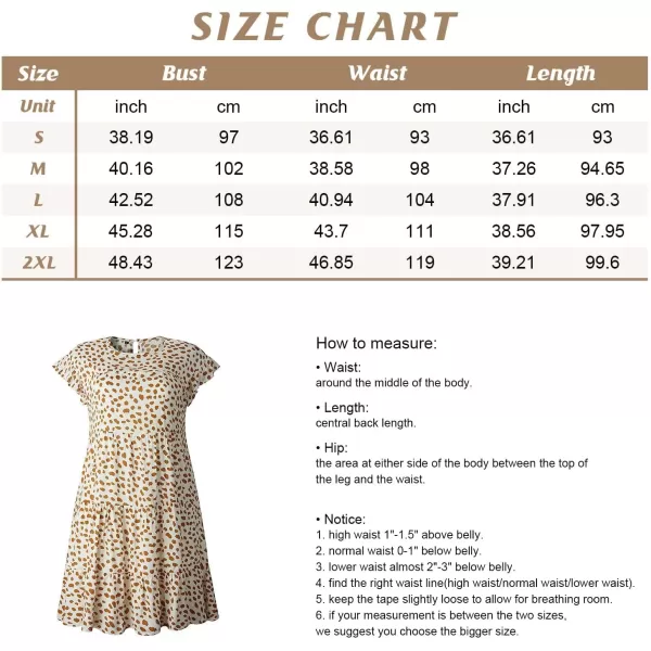 imagechouyatou Womens Summer Babydoll Loose Short Sleeve Floral Printed Boho Flared Tiered Sun DressRusty