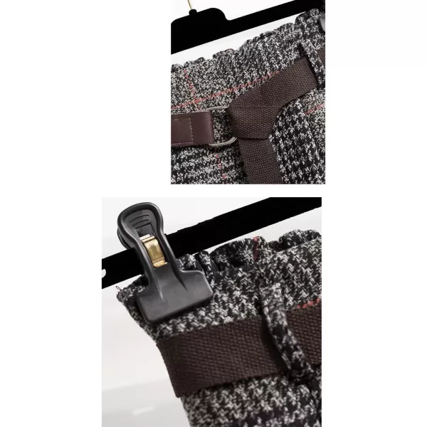 imagechouyatou Womens Vintage Plaid Wool Blend Midi Skirt Houndstooth A Line Wool Long Skirt with BeltGray