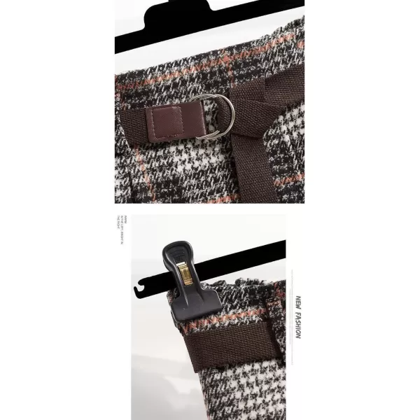 imagechouyatou Womens Vintage Plaid Wool Blend Midi Skirt Houndstooth A Line Wool Long Skirt with BeltKhaki