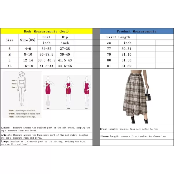 imagechouyatou Womens Vintage Plaid Wool Blend Midi Skirt Houndstooth A Line Wool Long Skirt with BeltKhaki