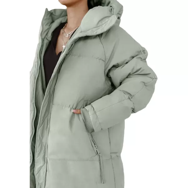 imagechouyatou Womens Warm Winter Hooded Long Quilted Puffer Down Coat Jacket OuterwearGreen