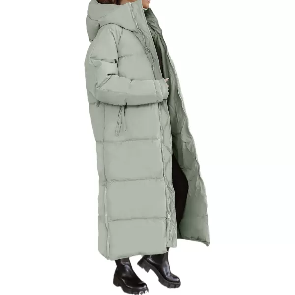 imagechouyatou Womens Warm Winter Hooded Long Quilted Puffer Down Coat Jacket OuterwearGreen