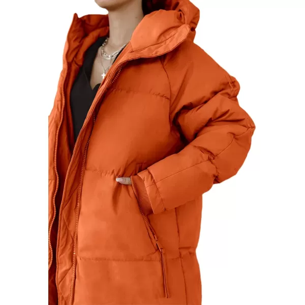 imagechouyatou Womens Warm Winter Hooded Long Quilted Puffer Down Coat Jacket OuterwearOrange
