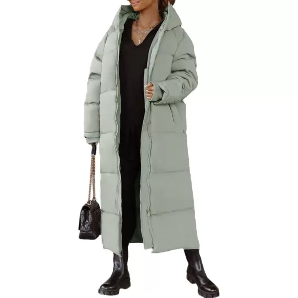 imagechouyatou Womens Warm Winter Hooded Long Quilted Puffer Down Coat Jacket OuterwearGreen