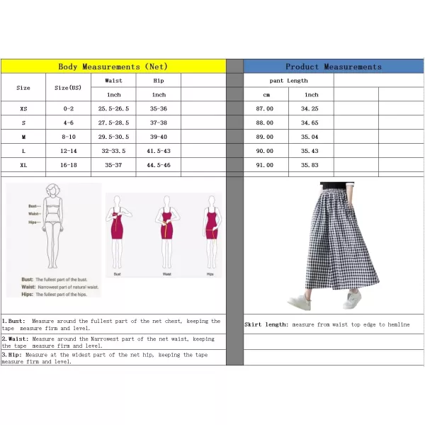 chouyatou Womens Summer Casual Cotton Linen Pants Culottes Plaid Gingham Wide Leg Capri Palazzo PantsBlack