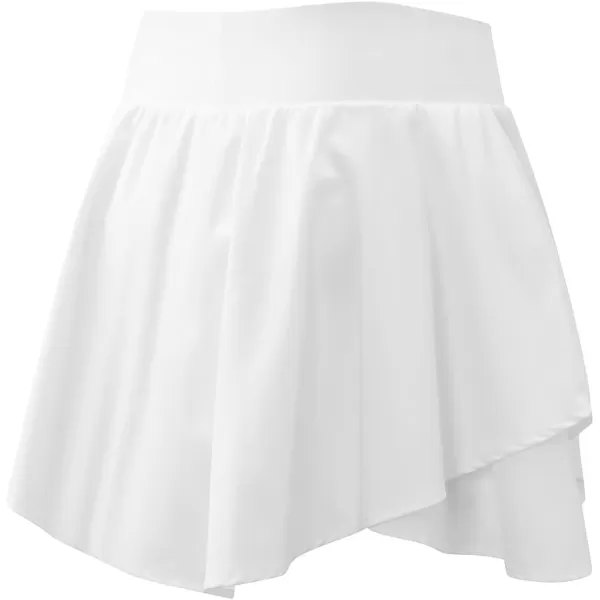 imagechouyatou Womens Athletic Stretched High Waist 2 in 1 Layered Flowy Butterfly Tennis Yoga Skorts Skirts with Shorts PocketsWhite