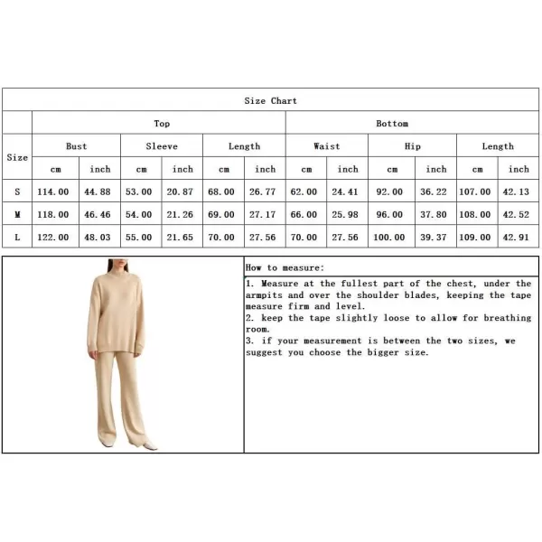 imagechouyatou Womens Casual 2 Piece Outfits Knitted Mock Neck Slit Sweater Wide Leg Pants Set LoungewearWhite