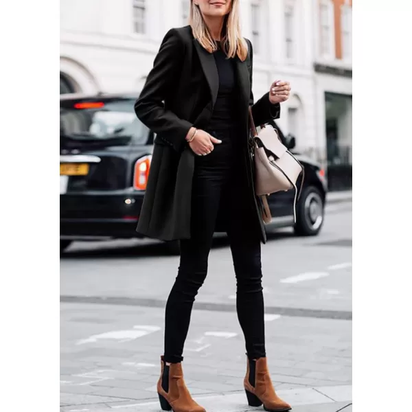 imagechouyatou Womens Casual Business Blazer Jacket Single Breasted Long Sleeve Office Work Jacket CoatBlack