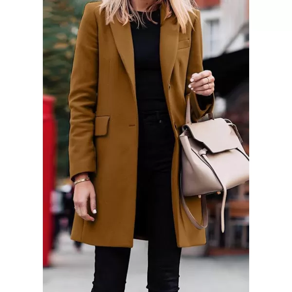 imagechouyatou Womens Casual Business Blazer Jacket Single Breasted Long Sleeve Office Work Jacket CoatKhaki