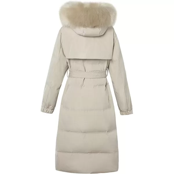 imagechouyatou Womens Elegant Back Flap MidLong Hooded Winter Alternative Down CoatKhaki