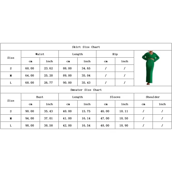 imagechouyatou Womens Two Piece Sweater Sets Off Shoulder Top Bodycon Skirt Sets 2 Piece OutfitsGreen