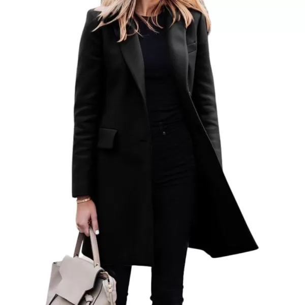 imagechouyatou Womens Casual Business Blazer Jacket Single Breasted Long Sleeve Office Work Jacket CoatBlack