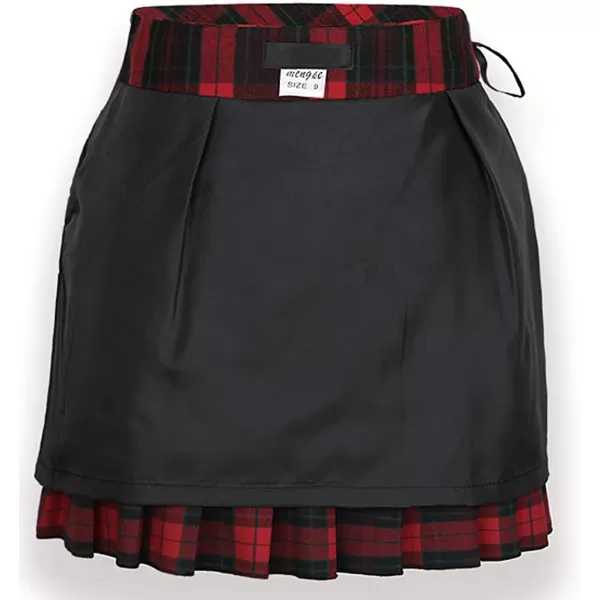 imagechouyatou Womens ALine Plaid Wool Blend Pleated Skirt Side Zipper65red