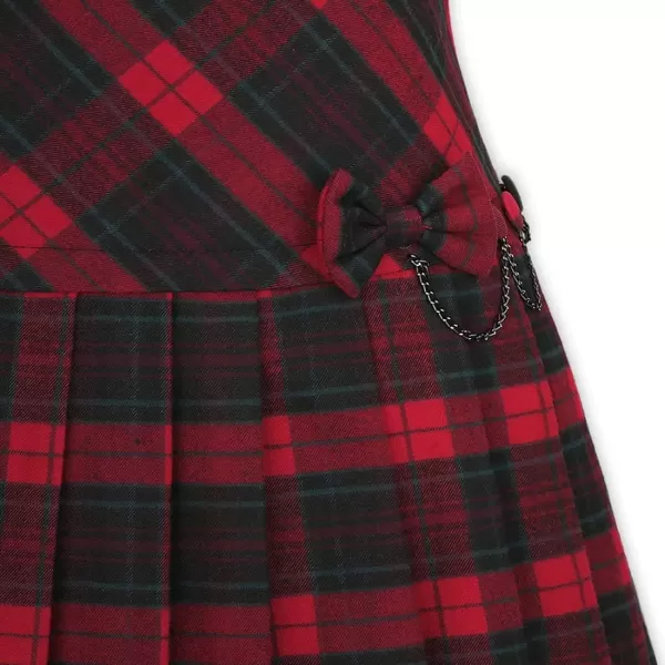 imagechouyatou Womens ALine Plaid Wool Blend Pleated Skirt Side Zipper65red
